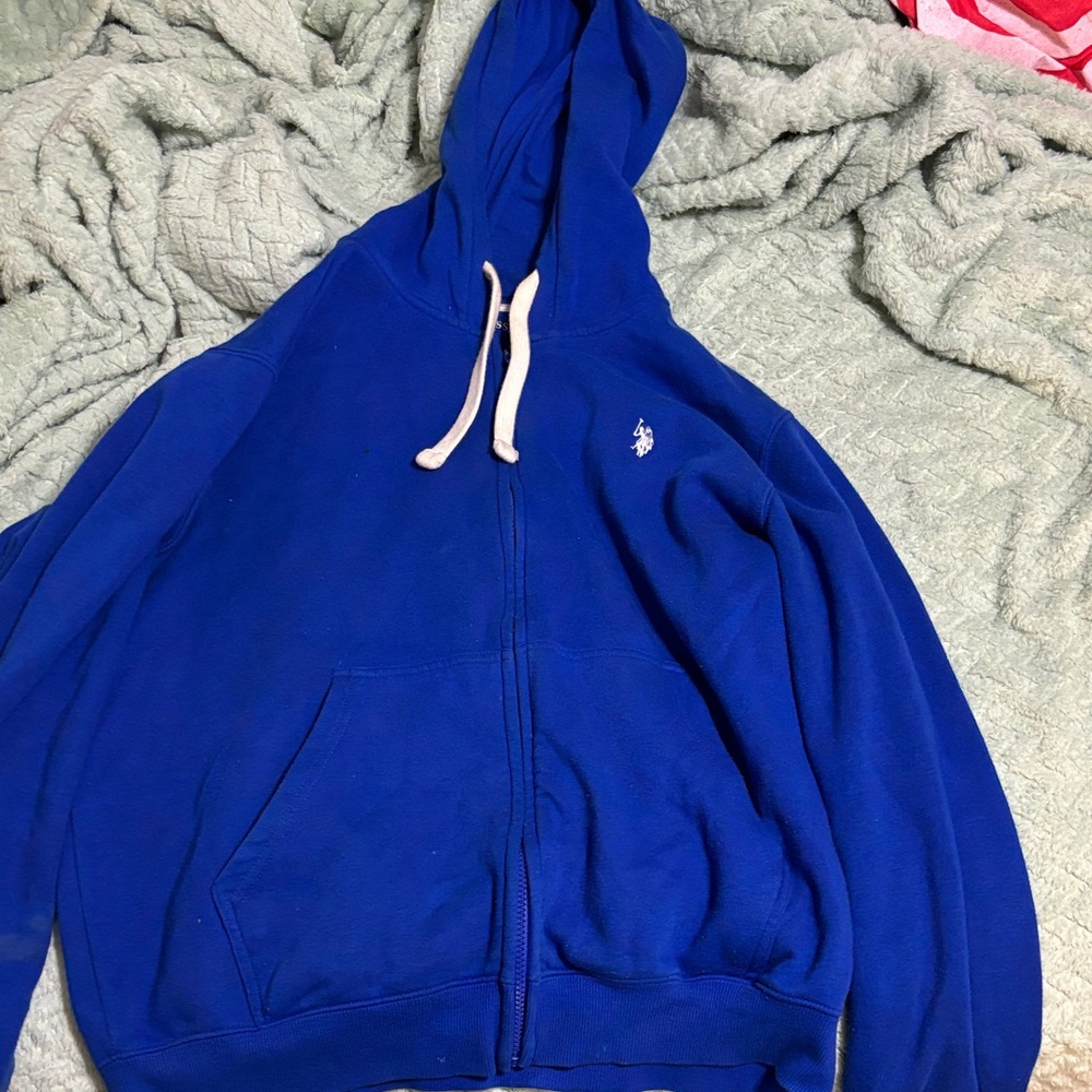 U.S. Polo Assn. Blue Hooded Zip-Up Sweater
